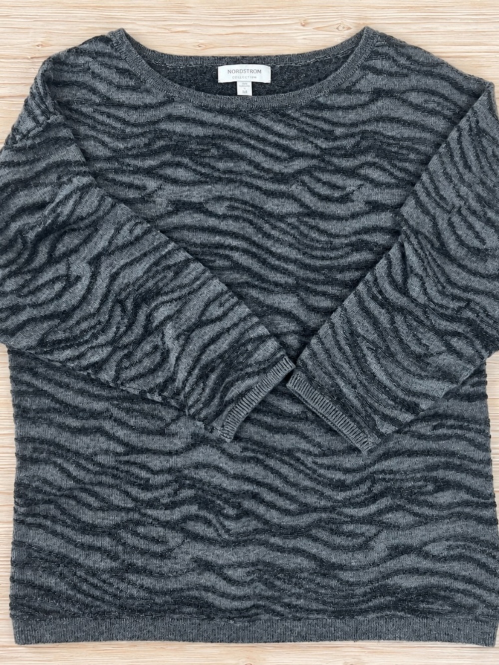 Nordstrom Collection 100% Cashmere Textured Charcoal Sweater M